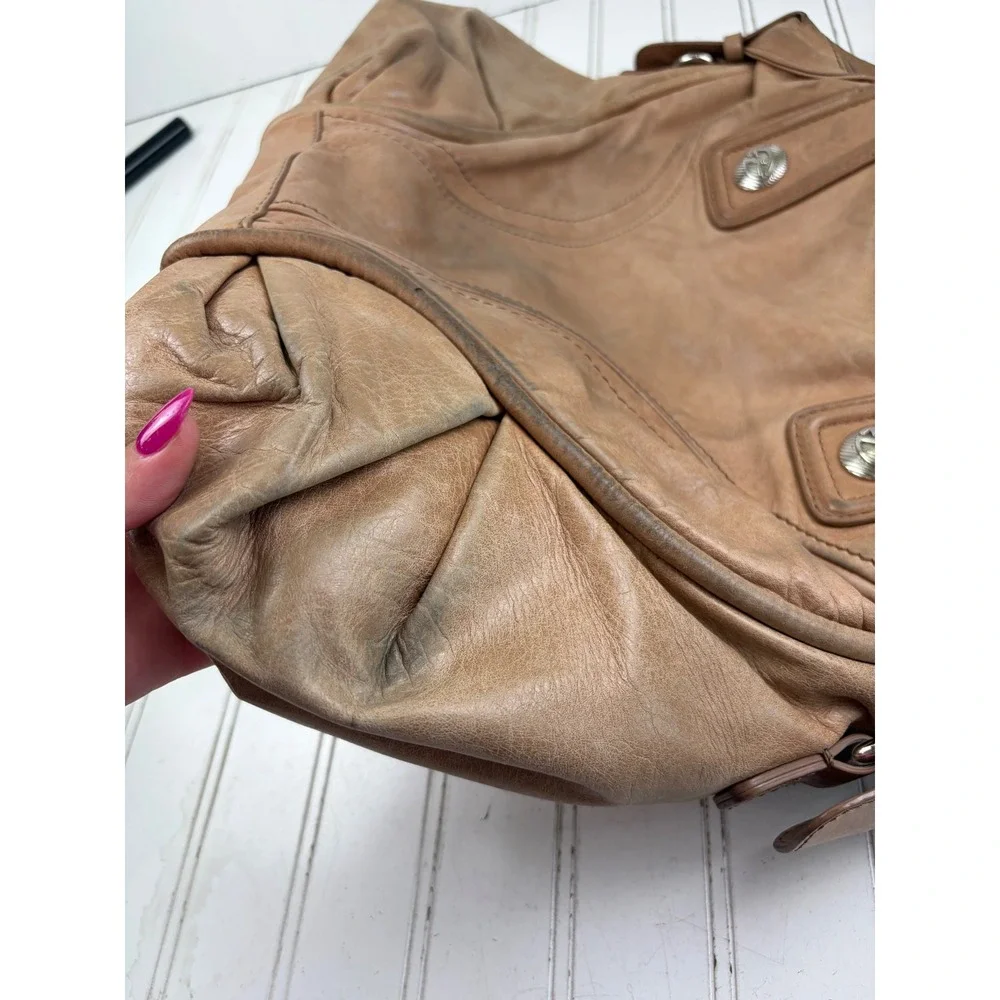 Francesco Biasia Vintage Y2K Large Beige Leather Slouchy Hobo Shoulder Bag